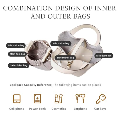 Genuine Leather Bucket Bag, Ruffle Tote Bag, Genuine Leather Lock Design, Vegetable Basket, Versatile Shoulder Handbag4