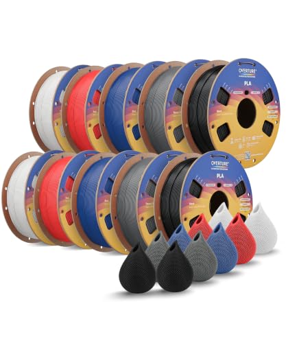 Image of OVERTURE 10KG Bundle High Speed PLA Filament 1.75mm, Neatly Wound 3D Printer Filament 10 Pack 1kg Spool (2.2lbs) Rapid PLA, Fit Most FDM 3D Printers (5 Color *2)