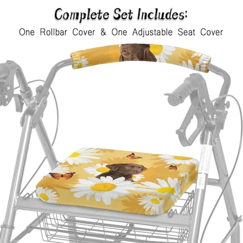 Image of Daisy & Dog Universal Walker Seat Covers, Soft Rollator Seat and Backrest Covers, Adjustable Accessories for Seniors Women Men