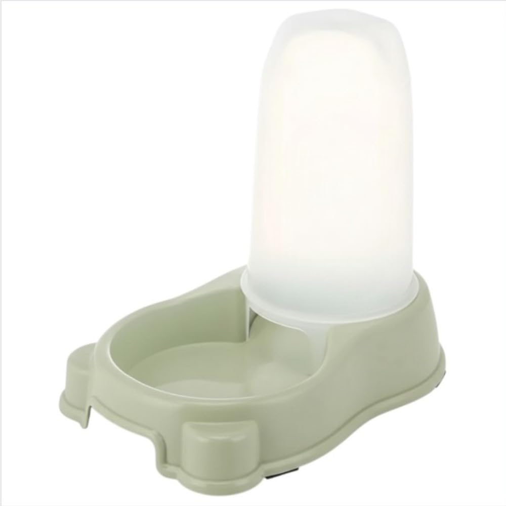 CM-TOP Comedero Automático 2 en 1 para Mascotas de Color Verde, Capacidad de 1400 ml, Dispensador de Agua para Perros y Gatos, Base Antideslizante, Plástico Resistente, 27.2x17.5x24.5cm
