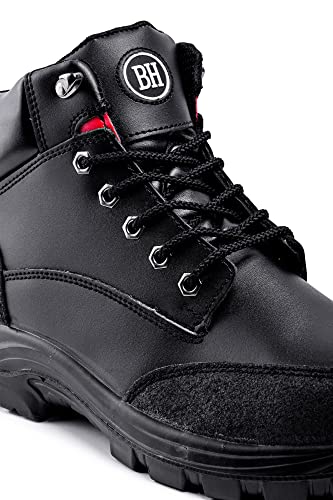 Black Hammer Mens Safety Boots Steel Toe Cap S3 SRC Work Shoes Ankle Leather 7700 (9 UK) Black