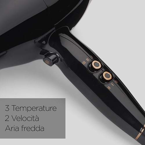 BaByliss Asciugacapelli con motore AC Professionale da 2300W, Phon Capelli, Funzione ionica anti-crespo, 3 temperature, 2 velocità, nero, D5245E - Immagine 3