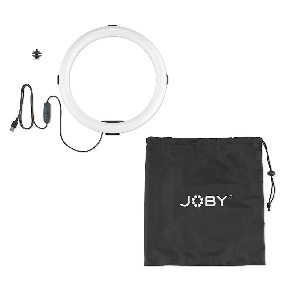 JOBY Beamo Ring Light 12", Luce LED, Ring Light Telefono, Fotocamera, Luce Fotografica con 3 Modalità, 10 Livelli di Luminosità, per Selfie, Foto, Video, Vlogging, Creazione Contenuti