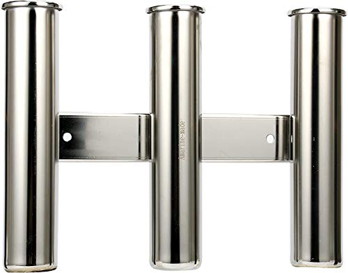 Amarine Made Multi Tube Fishing Rod Rack, 316 Stainless Steel Wall/Side Mounted Rod Holder Bracket Fishing Rod Pod Pole Holder 3 Tube for for Boat Truck Kayak Milk Crate Golf Cart Cooler