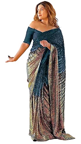 Image of Florely Women's Georgette Sequence Saree For Women sarees for women with Embroidered Border Sarees Bollywood Sari Designer Saree sequins saree Daily Wear saree Summer saree for festival Wedding