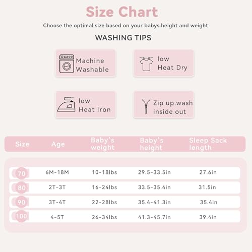 Image of Chilsuessy Toddler Sleep Sack with Feet 3-4 T, 1.0 TOG Cotton Baby Wearable Blanket with Legs, Sleep Bag Walker with 2-Way Zipper, Pink Flower