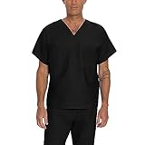 Landau Essentials Unisex Relaxed Fit 1-Pocket V-Neck Scrub Top 7502 Black