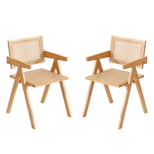 Tiita Rattan Accent Chairs, Mid Century Modern Dining Chairs Set of 2, Bamboo Living Room Chair for...