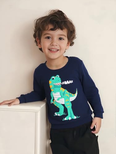 Image of Popshion Toddler Boys Sweatshirt Cotton Lightweight Kids Winter Warm Sweater Crewneck Pullover Tops