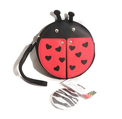 Preisvergleich Produktbild Luv Betsey Geldbörse mit beweglichen Flügeln, rund, mit Spiegel, Schwarz / Rot