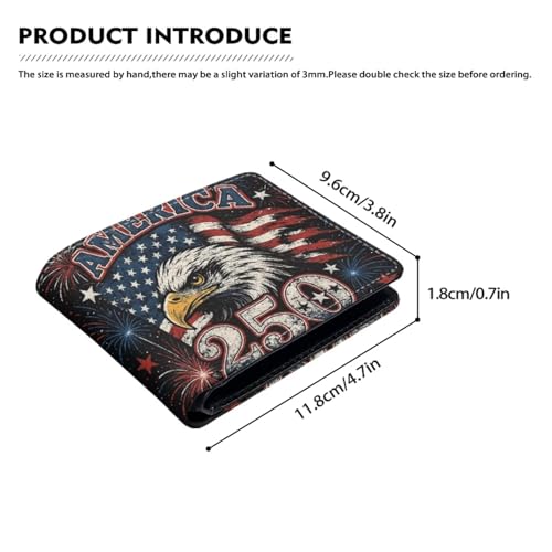Image of Coldinair America 250 Years Eagle Leather Wallets for Boys 6-12 Bifold Wallet for Teen Boys,Cool Credit Card Cash Id Holder Rfid Blocking Small Wallets with Coin Pocket