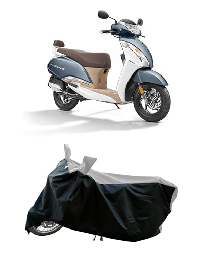 Image of All Season Protection Bike Cover for TVS Jupiter 125 DT SXC Scooty Cover with Water-Resistant and Dust Proof Premium 190T Fabric White Stripe