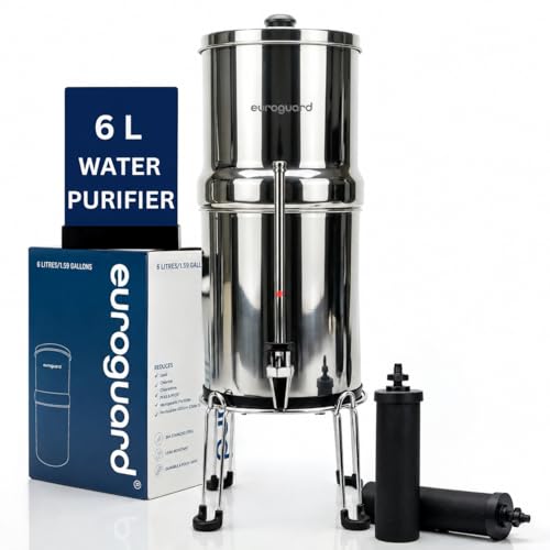 Filtre à eau par gravité inox 6 litres pour purification de l'eau du robinet