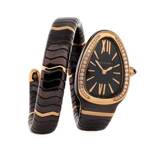 Pre-Loved Serpenti Spiga Single Spiral Quartz Watch Ceramic and Rose Gold with Diamond Bezel 23