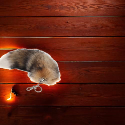 Fluffy Therian fox Tail Keychain - Soft Fur, Realistic Colors, Durable, Perfect for Cosplay, Renaissance Fairs