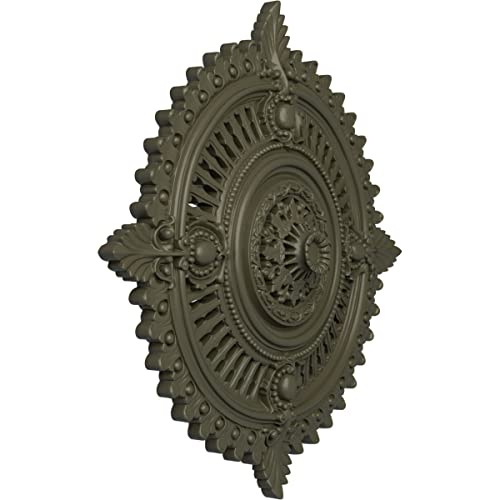 Image of Ekena Millwork CM29HYWHF 29-1 /8 inch x 1-1 /4 inch x 4 inch Haylynn Ceiling Medallion, Witch Hazel