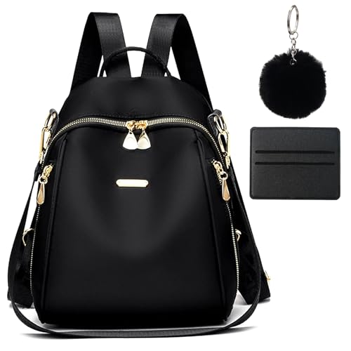 Bolso Mochila Mujer Mochila Antirrobo Mujer Bolso Mochila Mujer Antirrobo Mochila Nylon Mujer Mochila Pequeña Mujer Casual Mochila Antirrobo Mujer Impermeable Con Bolsa de Tarjetas Colgante de Felpa