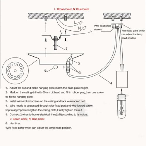 AFSEMOS Spider Lighting, 6 8 10 Light Retro Hanging (6 Arms), Black - Image 4