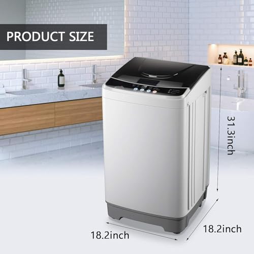 WANAI Full-Automatic Washing Machine 10lbs Portable Compact 2 in 1 Laundry Washer with Drain Pump, 10 Programs 8 Water Level Selections with LED Display, Ideal for Dorm Apartment and Camping