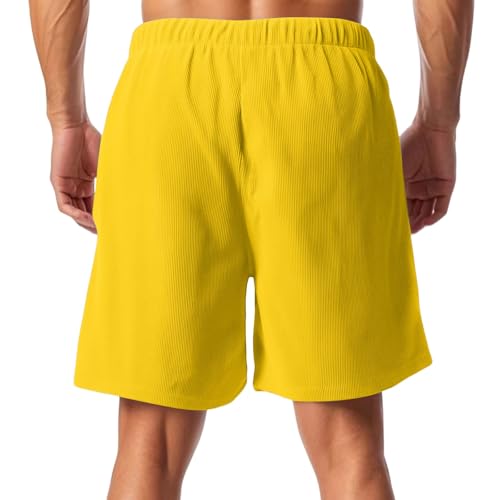 Pacificozy Men's Shorts Elastic Waist Drawstring Shorts Corduroy Beach Short Loose Fit Summer Pants with Pockets3