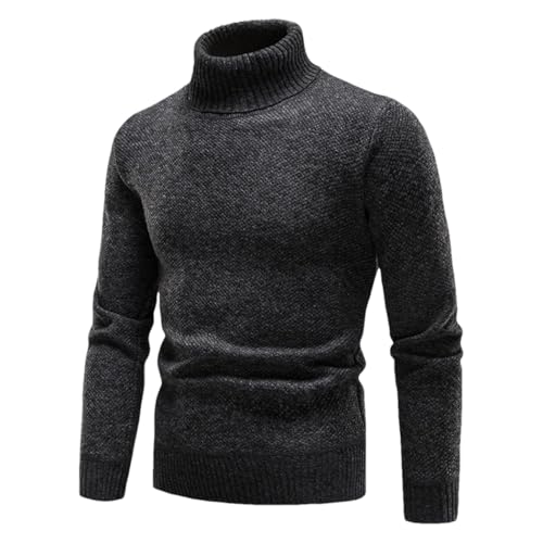 Men's Thick High Neck Sweater Winter Fleece Pullover Slim Fit Warm Long Sleeve Casual Jumper Elastic Knit Top