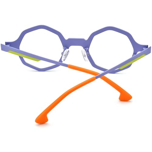 Image of FONEX Colorful Pure Titanium Glasses Frame Women Retro Round Eyeglasses