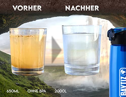 BAYTIZ- Trinkflashe + Strohhalm Filter + Carabiner - Wasserfilter Outdoor mit Aktivkohle - Sport Überleben Campingplatz… - Image 3