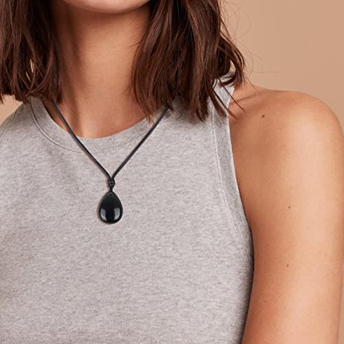 COAI Teardrop Gemstone Necklaces for Women, Crystal Jewelry for Women, Amethyst/Aquamarine/Black Obsidian/Labradorite2