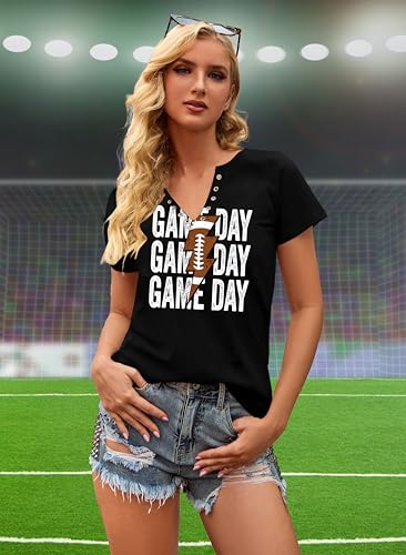 Baseball Shirt Women: Game Day Shirts Baseball V Neck Tshirt Gameday T Shirt Baseball Short Sleeve Tops2