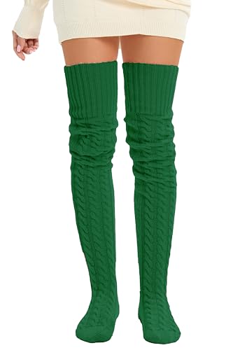 Image of Women's Thigh High Knitted Winter Boot Socks Vintage Extra Long Leg Warmer Over Knee High Stockings