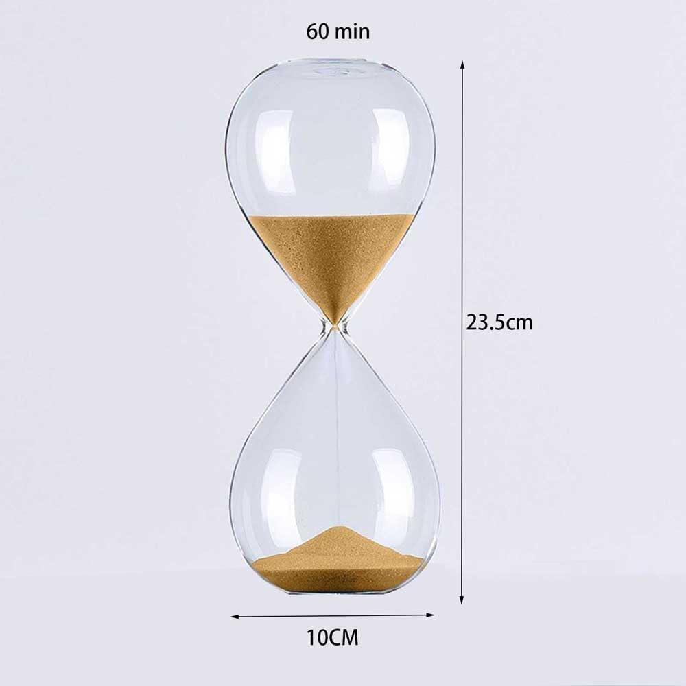 Temporizador de reloj de arena, reloj de cocina, temporizador de arena de vidrio de 60 minutos para aula, juego, decoración de oficina en casa, vidrio transparente con arena negra