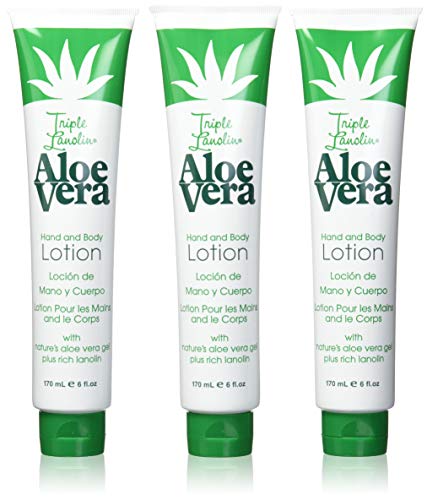 Triple Lanolin Aloe 6 Ounce Hand & Body Lotion Tube (177ml) (3 Pack)