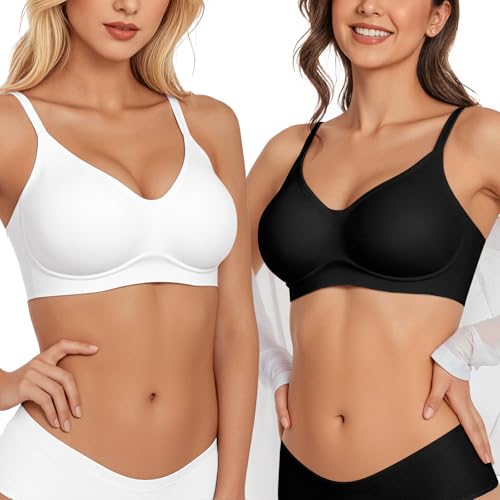 Image of Vertvie Wireless Bras for Women Full Coverage Supportive Seamless Bralettes No Underwire Push Up Comfort Soft T-Shirt Bra