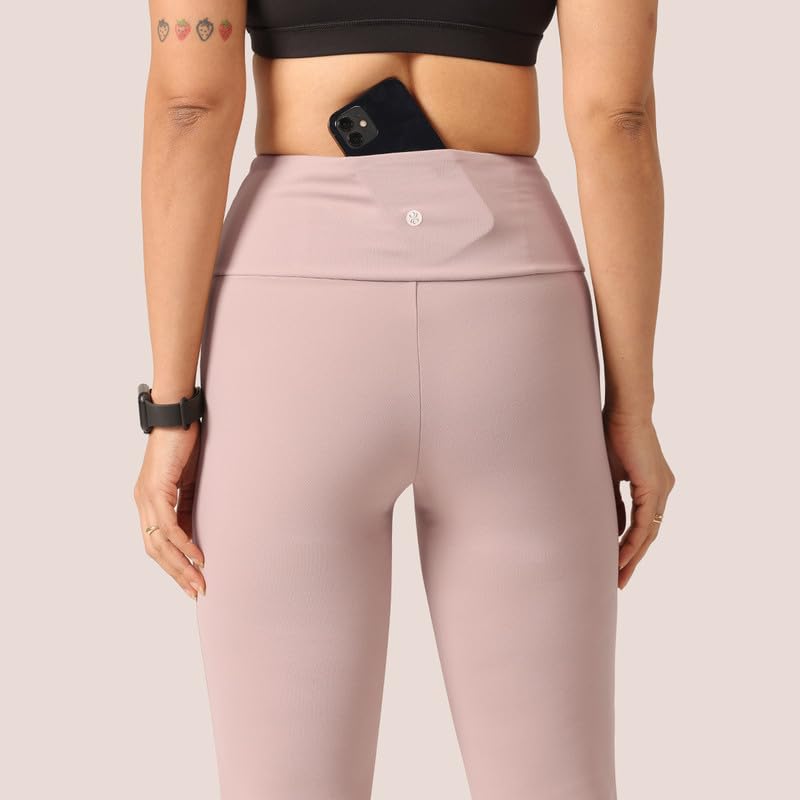 Image of BlissClub Women's Comfort Fit Mid Rise Ultimate Slit Flare Pants - Lite Tall |Above 5'5 | Stylish Slits | Stretchy | Comfortable | Back Pocket