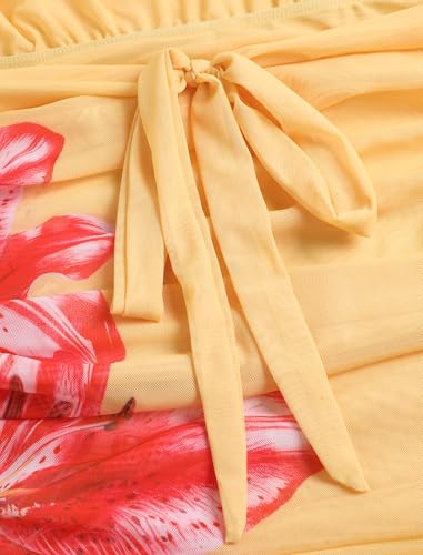 Image of ZAFUL Womens Swimsuit Cover Up Dress Draped Neck Tie Waist Coverup Bathing Suit Mesh Swim Beach Dress