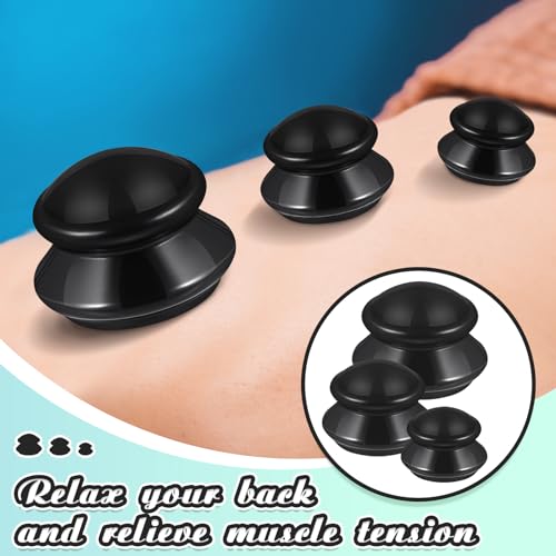 Image of TrelaCo 6 Pcs Silicone Cupping Kit for Massage Therapy,Black