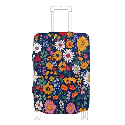 Joisal Suitcase Cover Custom Luggage Protector Baggage Identifiers Travel Luggage Sleeve for Women Bright Colorful Flowers, S, Fits 18-20 Inch Case