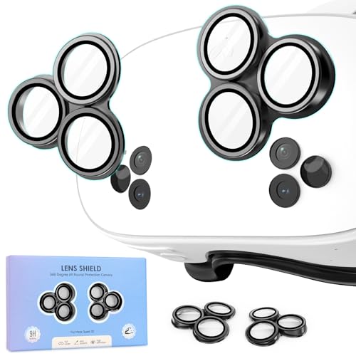 Película protetora de lente de câmera para Meta/Oculus Quest 3s, acessórios de realidade virtual, vidro temperado 9H, moldura de liga de alumínio, proteção total de 360°, acessórios HD antiarranhões