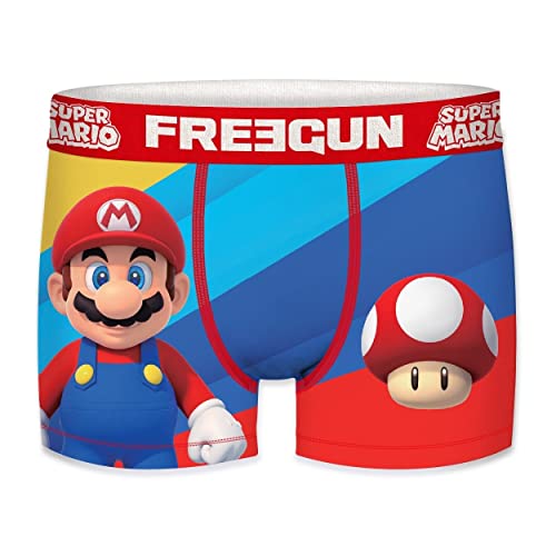 FREEGUN Boxer Enfant Super Mario, Caleçon Garçon Confortable et Respirant, Multicolore, Taille 8/10 Ans