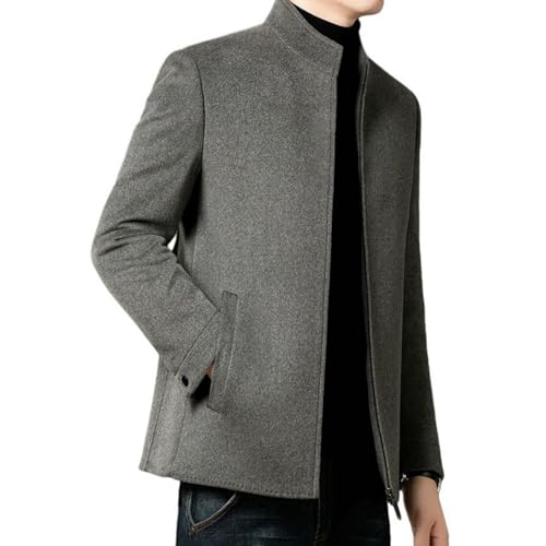 Chaqueta casual de invierno para hombre en lana de cachemira de doble cara con cuello alto elegante