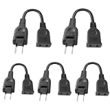 【5本セット】延長コード 10cm 0.1m 電源タップ 1個口 ブラック ACアダプタ用電源延長コード 15A 1500W すっきり接続 スイングプラグ 短い PSE 2芯 二重被覆 マークあり 絶縁キャップ付き ちょっとコード 電源ケーブル 電源プラグ おしゃれ 作業用 業務用 テーブルタップ (10cm, 5本セット, ブラック)