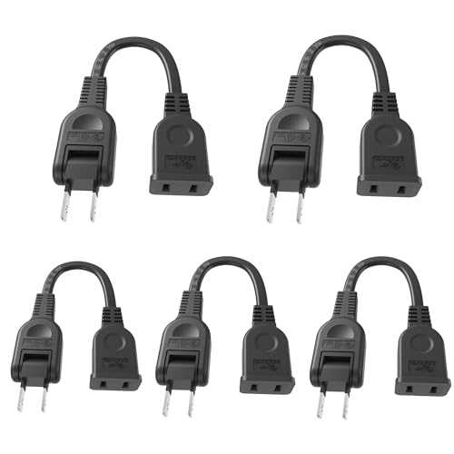 【5本セット】延長コード 10cm 0.1m 電源タップ 1個口 ブラック ACアダプタ用電源延長コード 15A 1500W すっきり接続 スイングプラグ 短い PSE 2芯 二重被覆 マークあり 絶縁キャップ付き ちょっとコード 電源ケーブル 電源プラグ おしゃれ 作業用 業務用 テーブルタップ (10cm, 5本セット, ブラック)