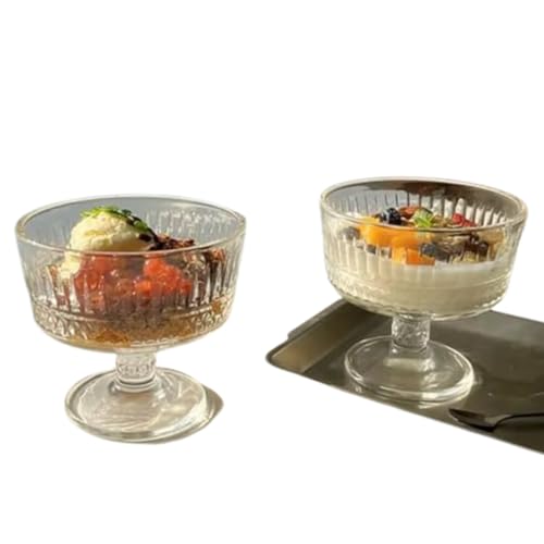 Image of Ice Cream Bowls with Gold Spoon - Glass Dessert Cups for Sundae, Parfait, Fruit, and Cocktail - Footed Glass Cups for Serving Desserts, Ice Cream, | More (Set of 6) (250 Ml)