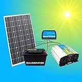 Zwei 220V / 230V Steckdosen am 1000W Qualitäts- Spannungswandler (CE/RoHS/ISO9001:2000) für den Betrieb von Geräten bis zu 1000W und bis zu 2000W Anlaufströme (20ms) (Bitte beachten Sie: Die Betriebsdauer ist abhängig von der Batterie- / Solarpanelleistung)