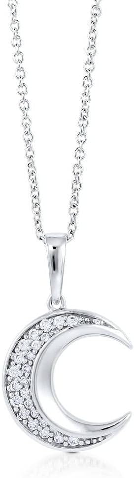 BERRICLE Sterling Silver Crescent Moon Star Pendant Necklace for Women, Cubic Zirconia CZ - Image 2