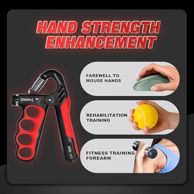 Grip Strength Trainer,Adjustable Resistance Forearm Strengthener,Five Fingers Hand Grips Strengthener with Digital Counter, Handgrip Strength Trainer, Hand Workout Grip