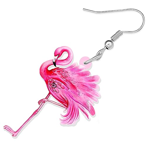 BONSNY Dangle Cute Pink Flamingo Earrings Birds Novelty Hypoallergenic Jewelry For Women Gifts4