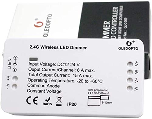 GLEDOPTO Gledopto Zigbee Warm White Cool White LED Strip Controller Smart Dimmer for 4 Wire LED Strips. Works with ZLL/Philips Hue,Alexa,Google Home and Many Other Zigbee Certified hubs