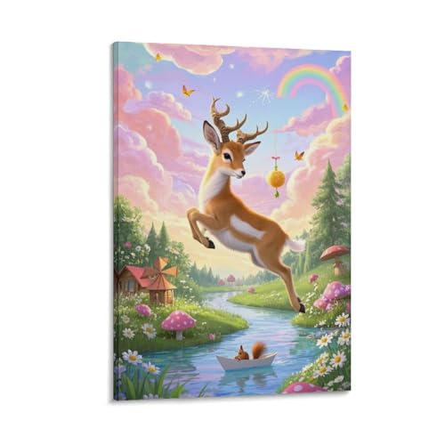 Tableau antilope murale impression sur toile de décoration maison 30x45cm