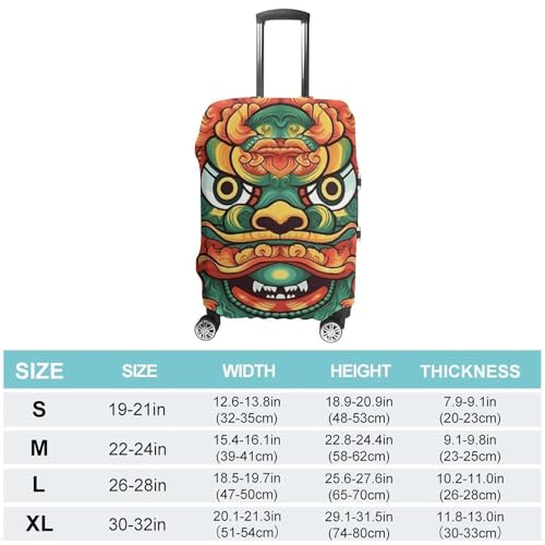 Chinese Lion New Year Luggage Cover, Elastic Luggage Protector Fits 19-32in Suitcases, Washable & Anti-Scratch Suitcase Cover for Men Women M2